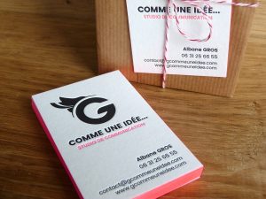 cartes de visite en Letterpress